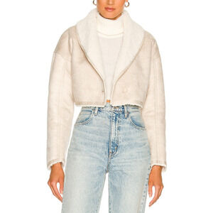 H:Ours 'Lailonie' White Faux Suede Faux Fur Jacket Size L